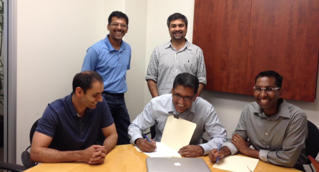 The Viptela founding team signs their series A term sheet at Sequoia in 2012