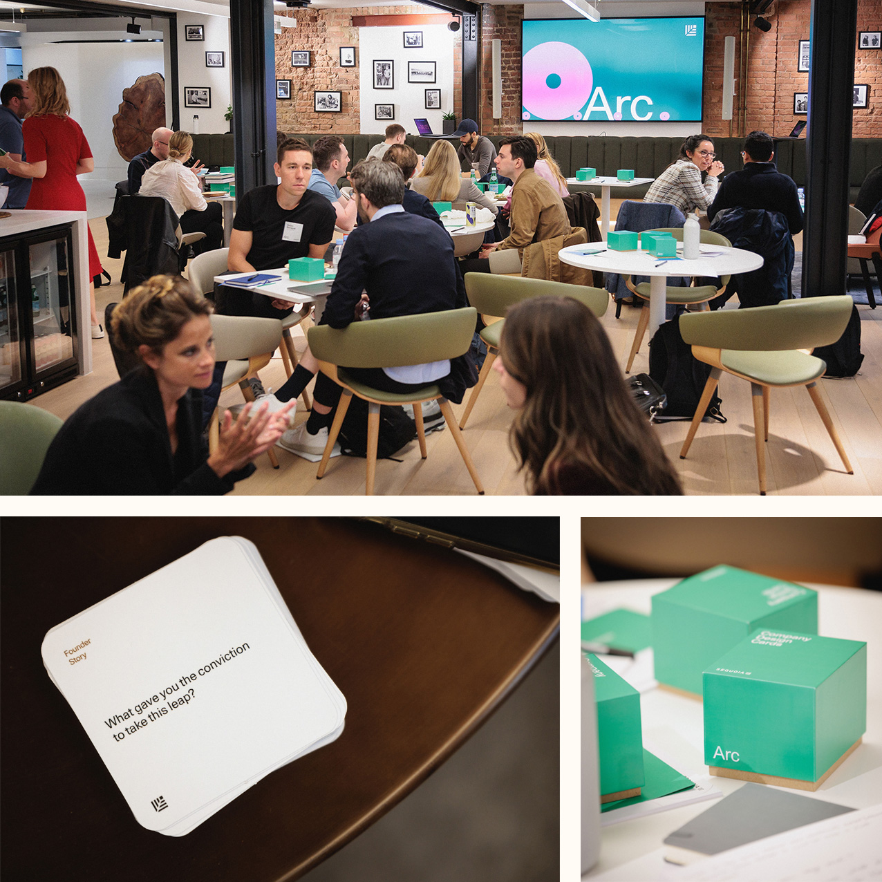 Arc founders using Company Design cards at Sequoia’s London office
